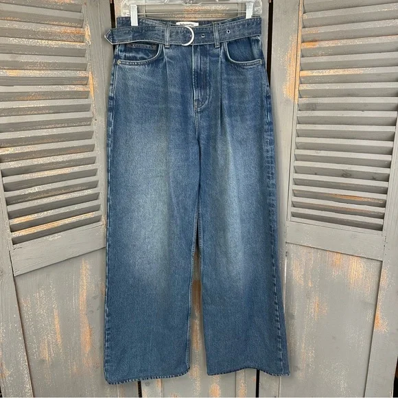 Reformation Dree Belted Baggy Wide Leg Jeans Sz 27 - Picture 3 of 15